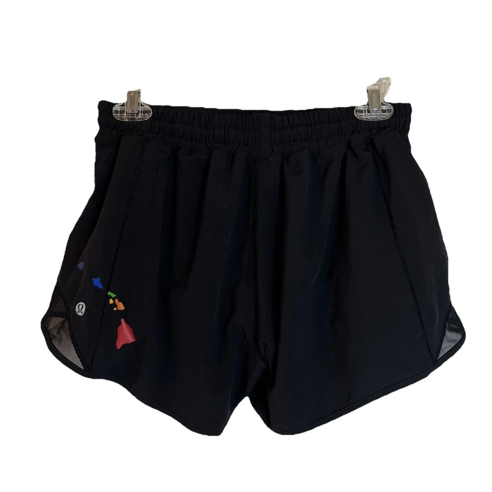 Lululemon Hotty Hot Shorts Hawaii Black 2" Inseam Liner Rainbow Islands Sz 8‎